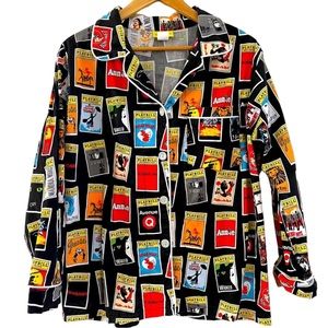 PLAYBILL Musical Memorabilia Pajama Button Down Long Sleeve Shirt size XL